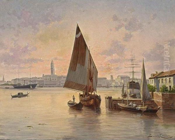 'un Soleil Couchant A Venise' Oil Painting by Jacques Carabain