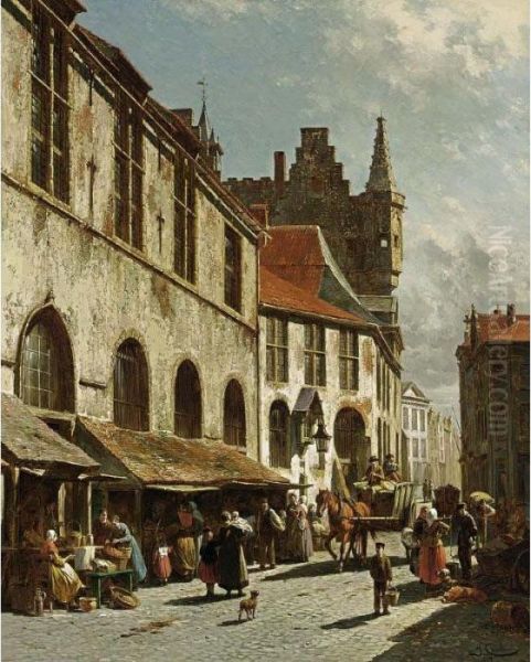 Une Vue De La Boucherie A La Madeleine A Maline, Belgique Oil Painting by Jacques Carabain