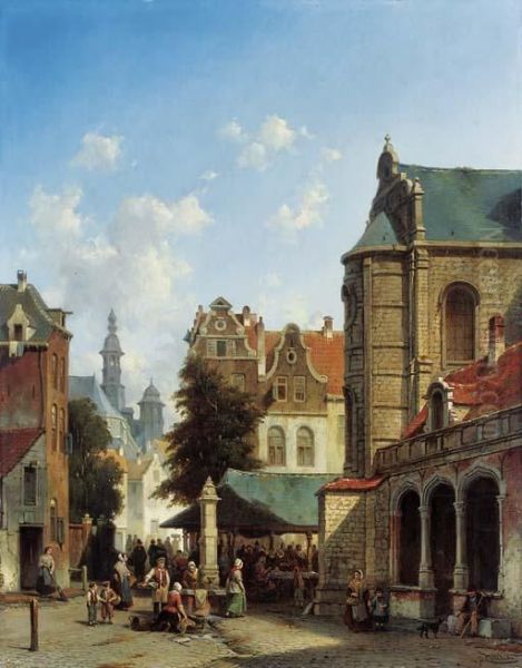 Market Day Oil Painting by Jacques Carabain