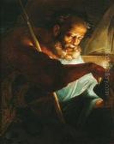 An Old Man With A Candle Oil Painting by Michelangelo Merisi Da Caravaggio