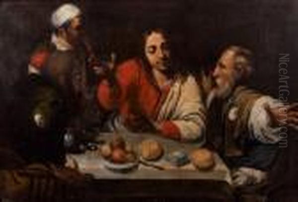 Le Repas Du Christ Oil Painting by Michelangelo Merisi Da Caravaggio