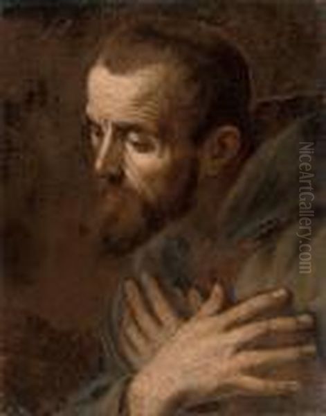 Saint Francis Of Assisi Oil Painting by Michelangelo Merisi Da Caravaggio