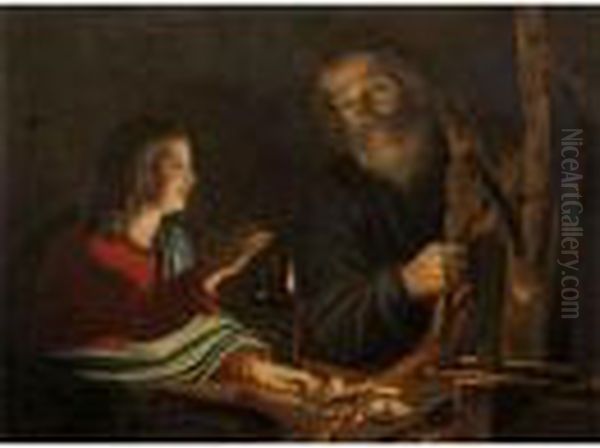 San Giuseppe E Gesu Oil Painting by Michelangelo Merisi Da Caravaggio