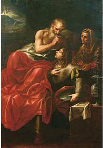 Giacobbe Carpisce La Benedizione Di Isacco Oil Painting by Michelangelo Merisi Da Caravaggio