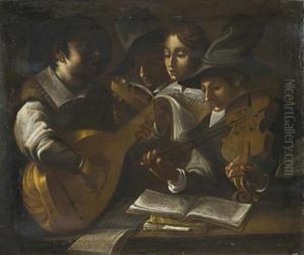 Il Concerto Oil Painting by Michelangelo Merisi Da Caravaggio