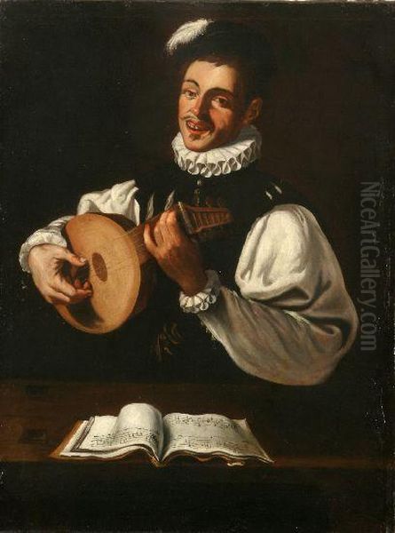 Suonatore Di Mandolino Oil Painting by Michelangelo Merisi Da Caravaggio