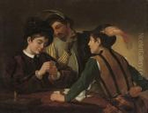 The Cardsharps Oil Painting by Michelangelo Merisi Da Caravaggio