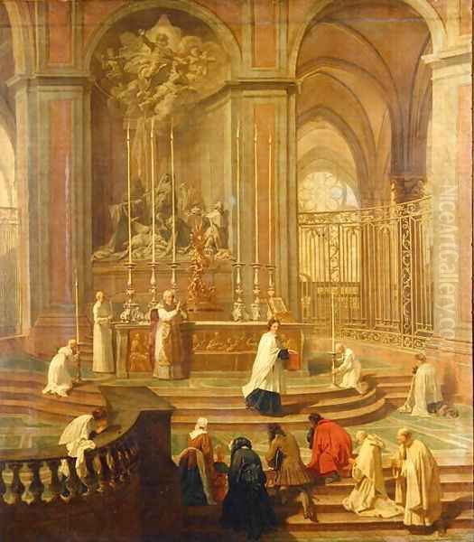 The Mass of Canon Antoine de La Porte or The Altar of Notre Dame Oil Painting by Jean-baptiste Jouvenet