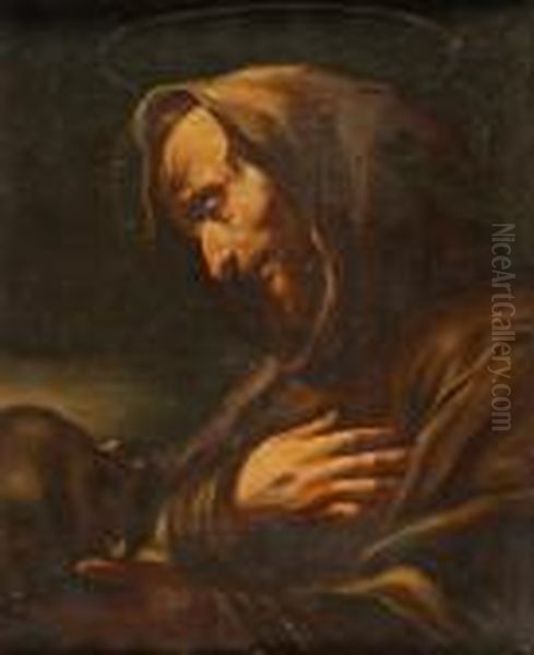 San Francesco In Meditazione Oil Painting by Michelangelo Merisi Da Caravaggio