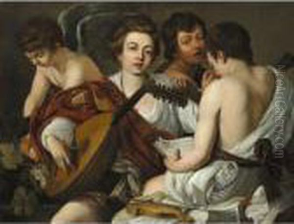 The Musical Party Oil Painting by Michelangelo Merisi Da Caravaggio