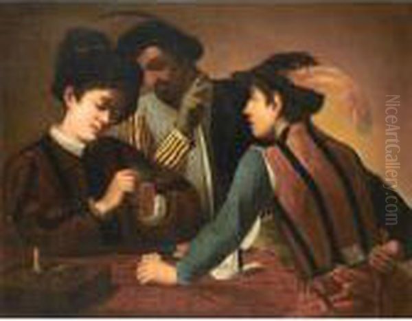 The Cardplayers Oil Painting by Michelangelo Merisi Da Caravaggio