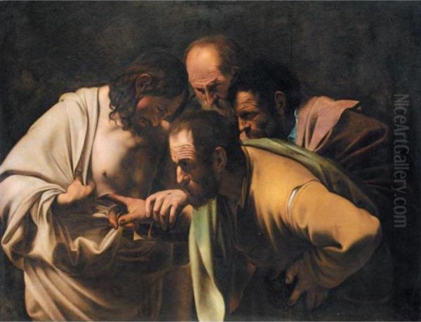 The Incredulity Of St. Thomas Oil Painting by Michelangelo Merisi Da Caravaggio