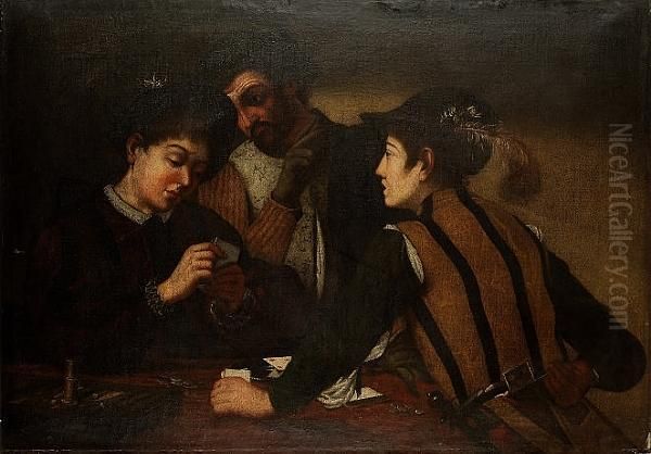 The Card Sharps Oil Painting by Michelangelo Merisi Da Caravaggio