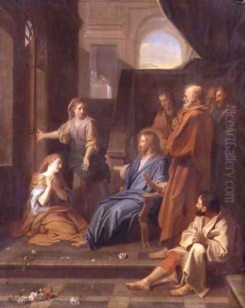 Christ in the House of Martha and Mary Oil Painting by Jean-baptiste Jouvenet