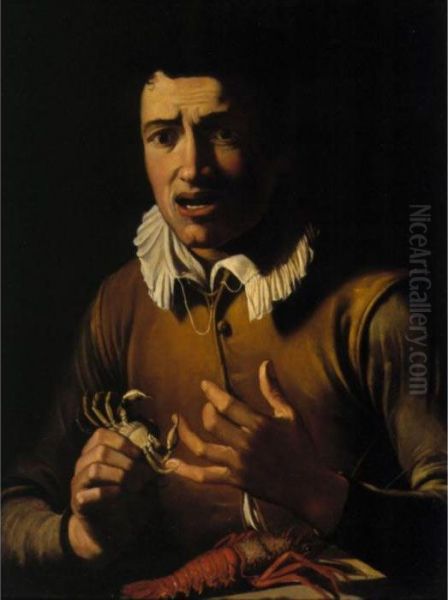 A Boy Bitten By A Crab (an Allegory Of The Sense Of Touch) Oil Painting by Michelangelo Merisi Da Caravaggio