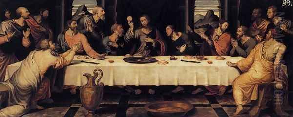 The Last Supper c. 1560 Oil Painting by Juan De (Vicente) Juanes (Masip)