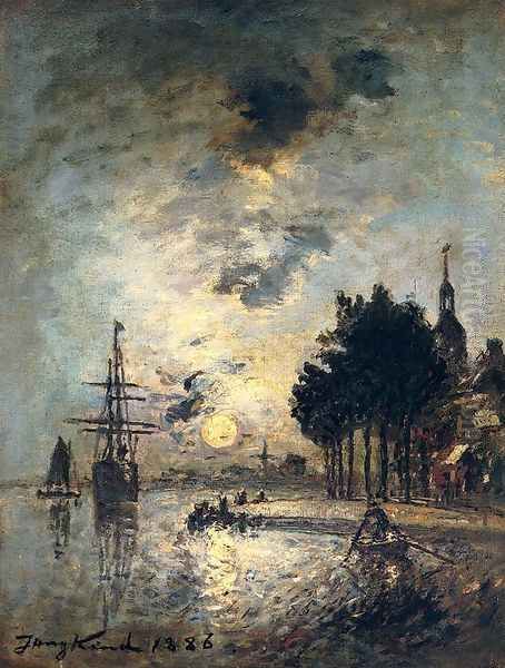 Clair De Lune Oil Painting by Johan Barthold Jongkind