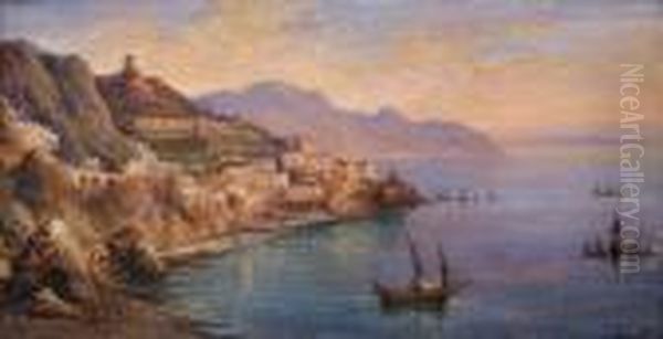 Veduta Di Amalfi Oil Painting by Consalvo Carelli