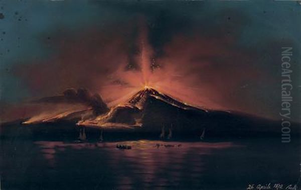 L'eruption Du Vesuve Oil Painting by Consalvo Carelli