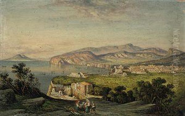 Gathering Wood Above Sorrento Oil Painting by Consalvo Carelli