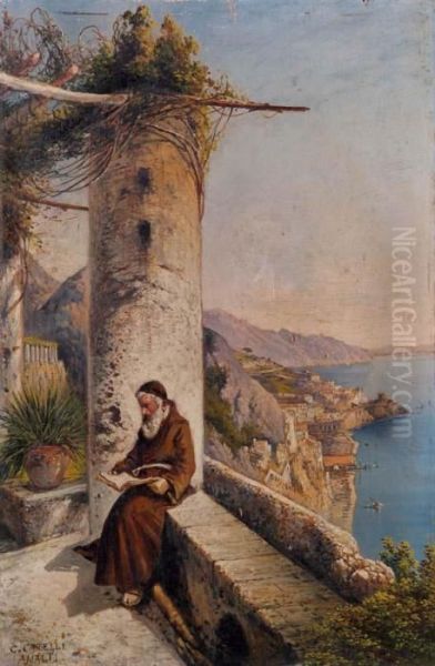 Amalfi Dal Convento Oil Painting by Consalvo Carelli