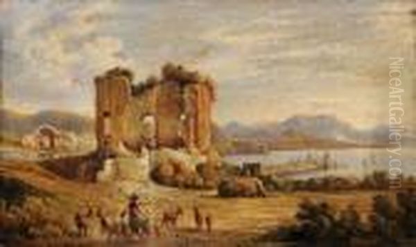 Au Berger Et Ruines Oil Painting by Consalvo Carelli