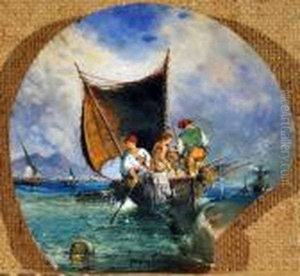 Gonsalvo Pescatori Oil Painting by Consalvo Carelli