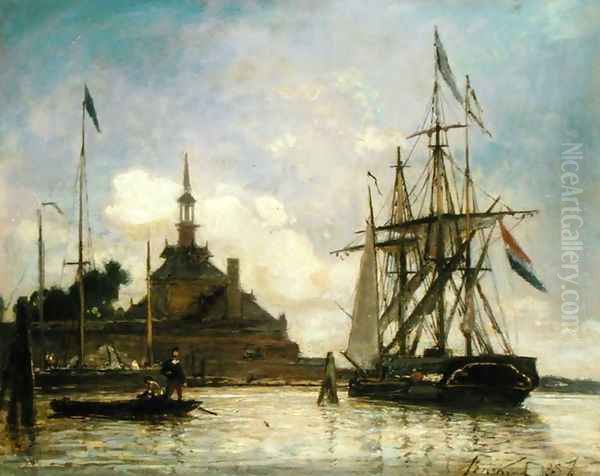 Rotterdam Port, 1857 Oil Painting by Johan Barthold Jongkind