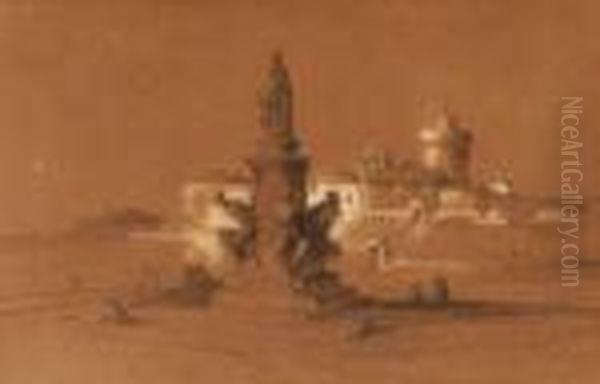 Il Monumento Dei Quattro Mori A Livorno Oil Painting by Consalvo Carelli