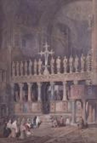 Interno Della Basilica Di San Marco In Venezia Oil Painting by Consalvo Carelli