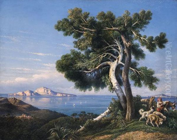 Capri Da Massa Lubrense Oil Painting by Consalvo Carelli