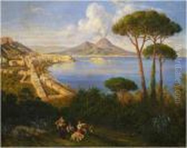 Baia Di Napoli Oil Painting by Consalvo Carelli