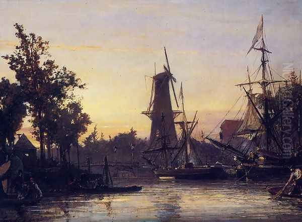 Binneshaven Rotterdam Oil Painting by Johan Barthold Jongkind