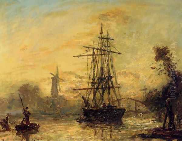 Rotterdam Oil Painting by Johan Barthold Jongkind