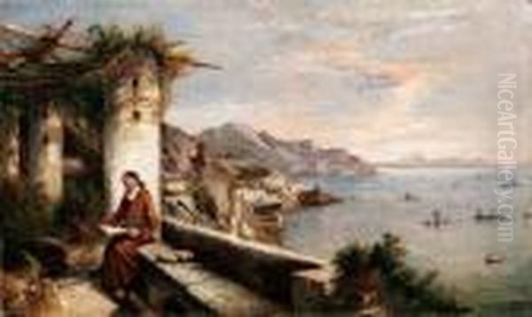 Amalfi Oil Painting by Consalvo Carelli