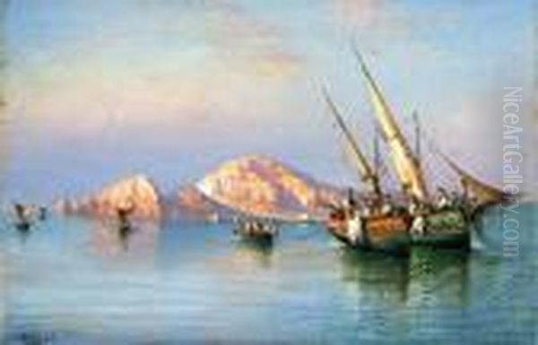 Marina Di Capri Oil Painting by Consalvo Carelli