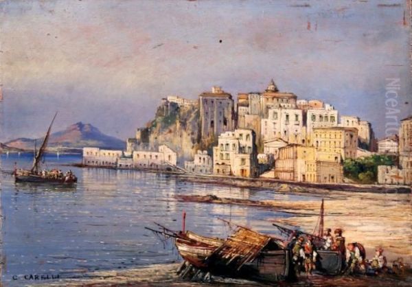 Marina Di Pozzuoli Oil Painting by Consalvo Carelli