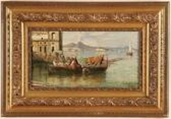 Bay Of Naples Oil Painting by Consalvo Carelli