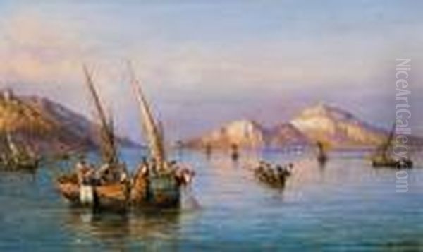 Pescatori A Capri Oil Painting by Consalvo Carelli