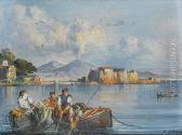 Castel Del Ovo, Naples Oil Painting by Consalvo Carelli