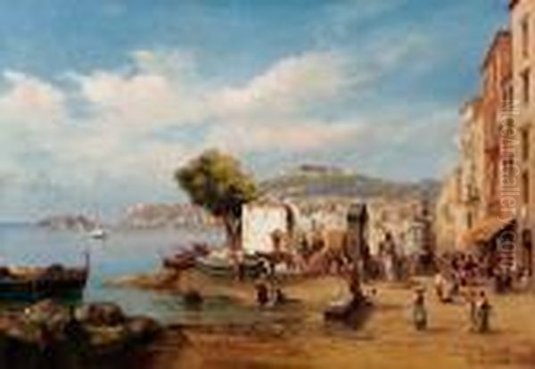 Napoli Dalla Marinella Oil Painting by Consalvo Carelli