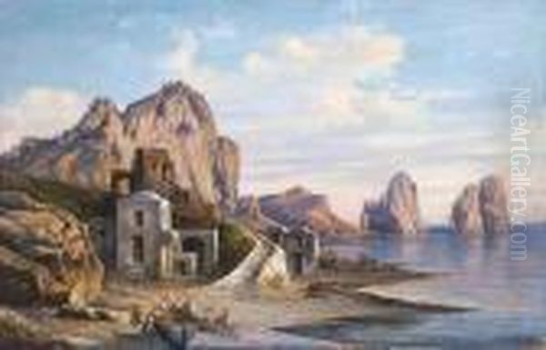 Capri Oil Painting by Consalvo Carelli