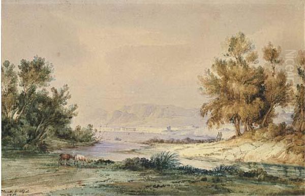 Veduta Di Paestum Oil Painting by Consalvo Carelli