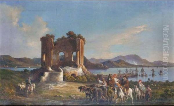 Neapolitan View Oil Painting by Consalvo Carelli