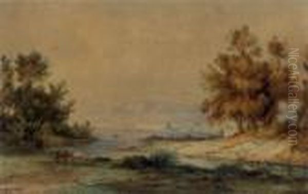 Landscape With Horses Oil Painting by Consalvo Carelli