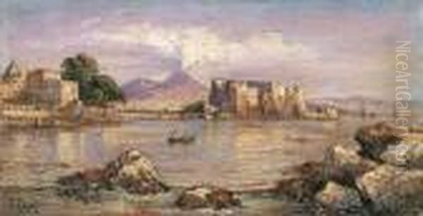 Castel Dell'ovo Dal Chiatamone Oil Painting by Consalvo Carelli