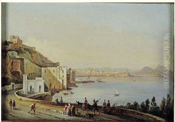 Vue De La Baie De Naples Oil Painting by Consalvo Carelli