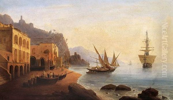 Amalfi Obol Latkepe Oil Painting by Consalvo Carelli