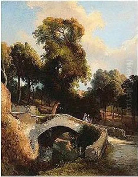 The Bridge Oil Painting by Consalvo Carelli