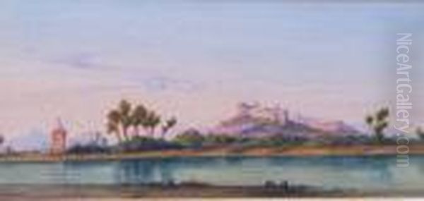 Villeneuve From Across The Water Oil Painting by Gabriele Carelli